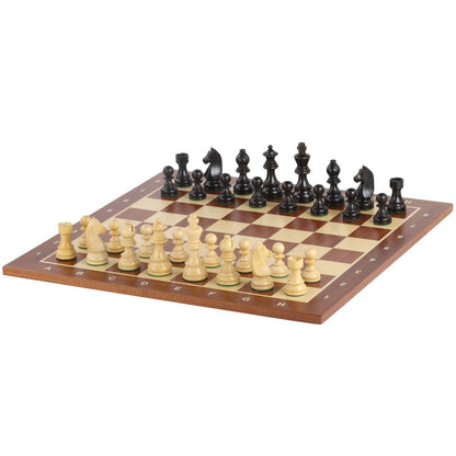 Chess Board MAHOGANY & Ebonized GERMAN STAUNTON Chess Pieces